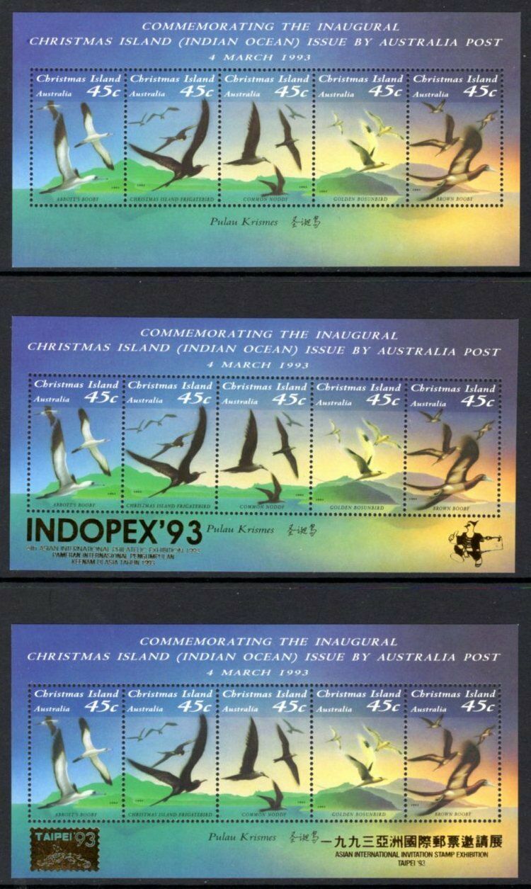 Christmas Island 1993 Seabirds Mini Sheets X 3 Different Mnh (ref: 156 - 10)