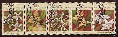 Christmas Island 1994 Orchids Fine Used Strip Of 5