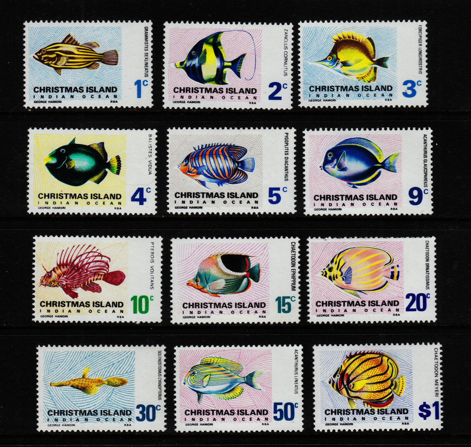 Christmas Island #22-33 Mint Light Hinge 1968-1970 Fish Complete Set Cv $27.50